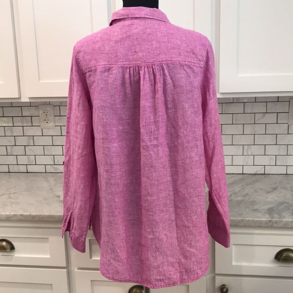 Sigrid Olsen Linen Tunic Top Womens Large Purple Lavender Blouse Bohemian Beach - Picture 3 of 8